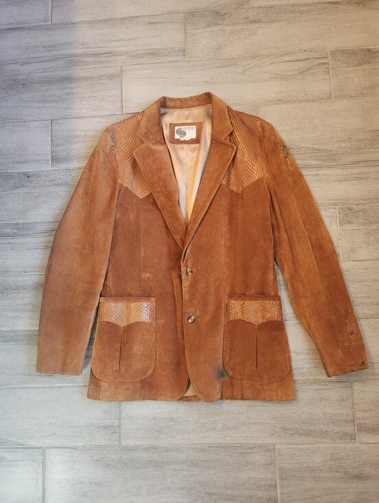 Silton Other - Vintage 70s Silton Blazer Men's 42Long Cognac Brown Suede Snake Embossed Western